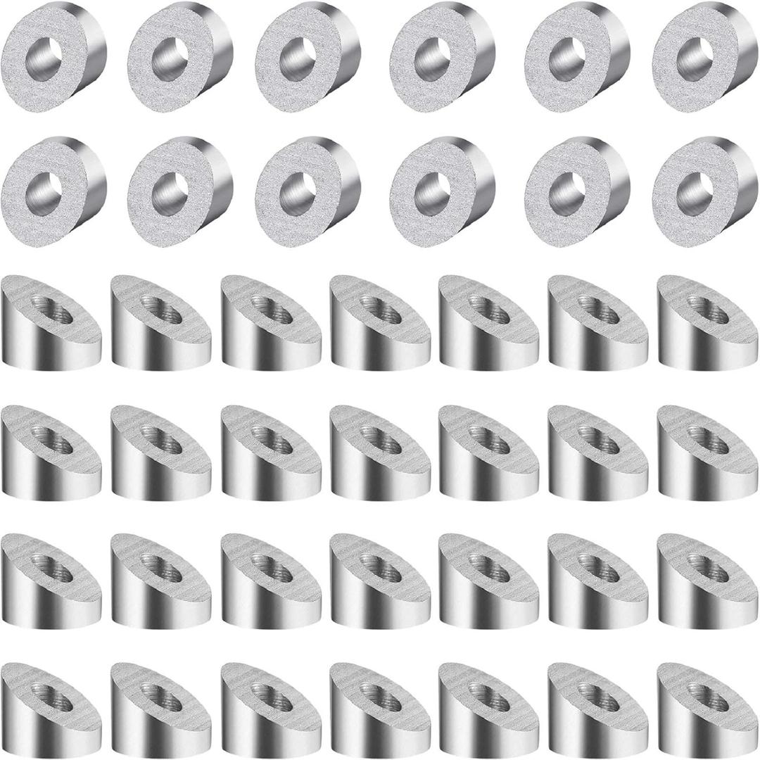 Hotop 40 Pieces 1/4" 30 Degree Stainless Steel Beveled Washer Angle Washers for 1/8 Inch to 3/16 Inch Cable Railing,Wood Metal Aluminum Posts, DIY Balustrade