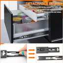 10 inch Drawer Slides 6 Pairs (12pcs) Soft Close 3 fold Full Extension Side Mount Cabinet Drawer Glides 10" Black Cabinet Rails for Dresser, Cabinet, Kitchen 100 LB Capacity