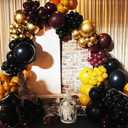 Black Burgundy Gold Balloons Garland Kit Burgundy Maroon Black Metallic Confetti Balloon Arch with Gold Long Balloon Star Foil Balloons for Halloween Birthday Baby Shower Party Decor