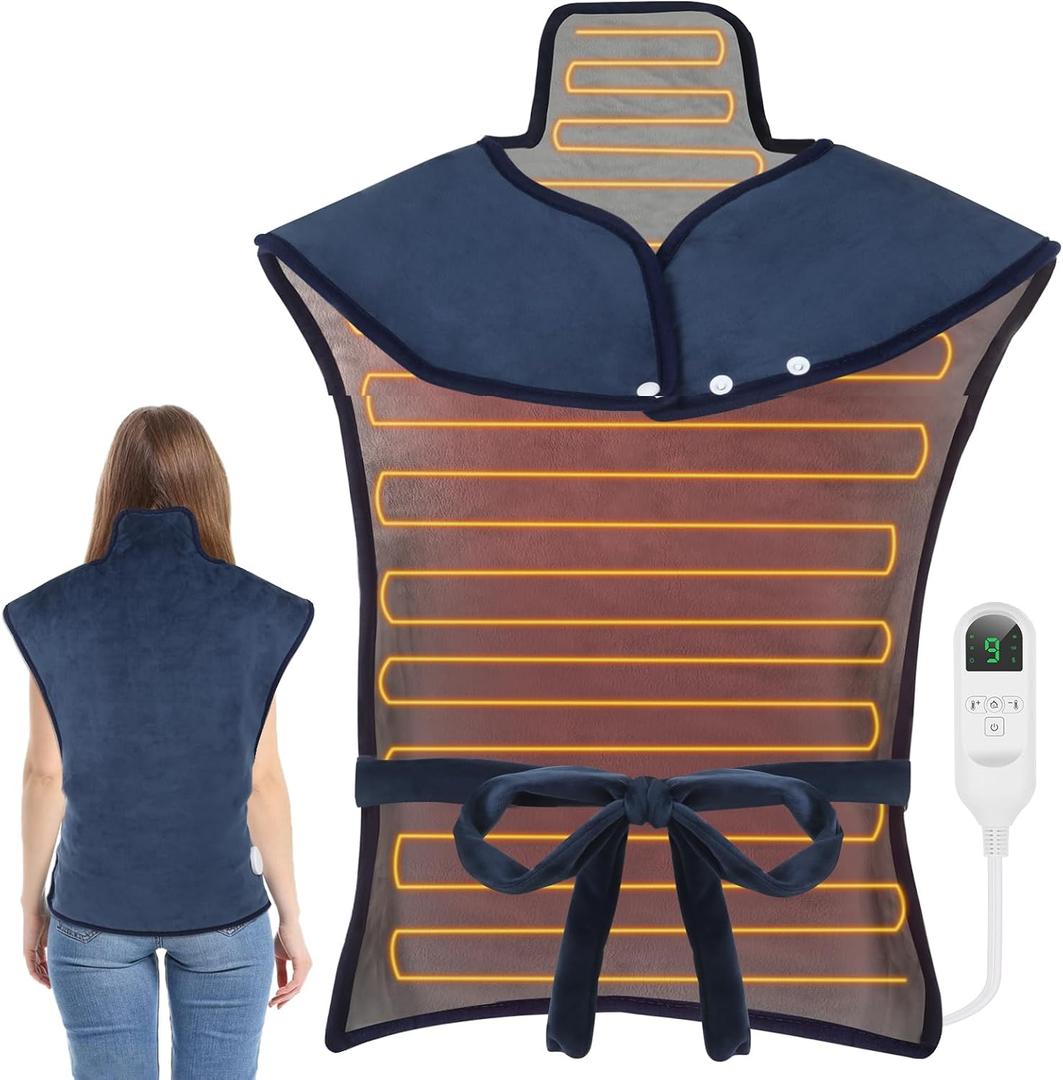 Heating Pad for Neck and Shoulders and Back Pain Relief, Large Size 24X34 Electric Heating Pad with 9 Heat Setting & 4 Auto-Off Timers - Mothers Day & Birthday Gifts for Women Men Mom Wife