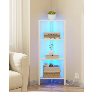 TUTOTAK Corner Shelf, 4-Tier Corner Bookshelf for Small Space, Narrow Display Corner Shelf Stand with Storage Rack, for Living Room, Bedroom, White BS05BW004L