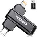 TEARMOS 512GB Flash Drive Intended for iPhone iPad, Memory Stick Storage for Photos and Videos Backup, Compatible with iPhone iPad Android PC, Plug and Play, No Application Required (Metal Gray)