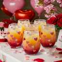 Maxcheck 6 Pcs Valentine Stemless Wine Glass Set 18 oz Heart Wine Glasses Colorful Conversation Drinking Glasses for Valentine Party Wedding Present Holiday Party Gift