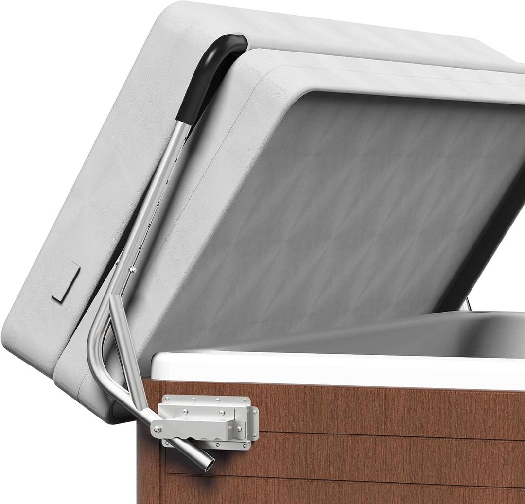 Spa Cover Lifts, Stainless Steel Hot Tub Cover Lift &Pivot Top Mount Spa Removal System Reinforced Bracket, Hot Tub Cover Lifter fits Most Hot Tub Sizes Spa Cover Lift (white)