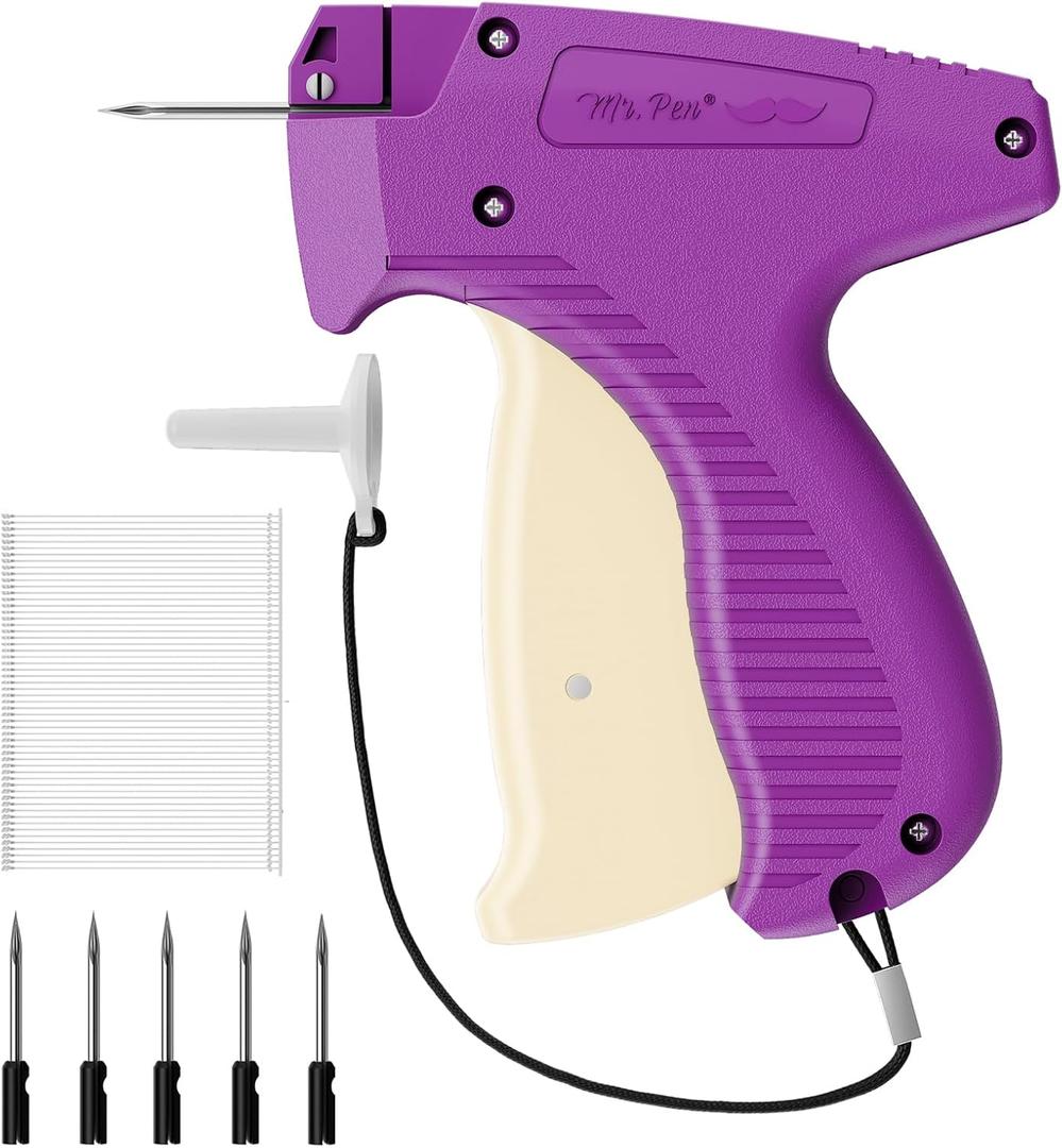 Mr. Pen- Price Tagging Gun, Hangtag Attacher with 1008 Barbs, 2" Long Barbs Fasteners and 5 Needles, Purple & White, Retail Pricing Tag Gun for Stores Consignment Garage Yard Sale