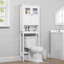 Spirich Bathroom Cabinet Over Toilet, Bathroom Storage Cabinet with Glass Doors and Adjustable Shelves, Over The Toilet Storage Cabinet, White, 25.59 x 7.8 x 66.93