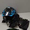 Youth Kids Motocross Helmet, ATV Dirt Bike Helmet, Off-Road BMX 4-Wheeler Full Face Motorcycle Helmet W/Goggles Gloves & Mask, DOT Approved (Bright Blue, Large)