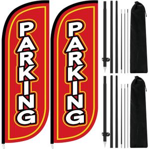 Pack of 2 Parking Feather Flag with 7 ft Pole Kit for Business Outside Includes Banner and Pole Sets, Outdoor Parking Feather Banner Easy Hang Swooper Flag Pack of 2 Parking Feather Flag with 7 ft Pole Kit for Business Outside Includes Banner and Pole Sets, Outdoor Parking Feather Banner Easy Hang Swooper Flag