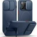 SURITCH for iPhone 14 Pro Case with Magnetic Camera Slide Cover and Adjustable Kickstand, Compatible with MagSafe, Shockproof Bumper Case Slim Protective Cover for iPhone 14 Pro 6.1 Inch, Blue