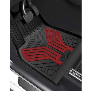 Premium Color TPE Floor Mats 3-PCS Custom Fit for Tesla Model Y Juniper Accessories 2025 2026 | Not Just Black, Racing Red Wing Design | Car Mat Full Set Front & Rear | All-Weather Protection