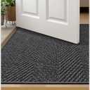 Color&Geometry Ultra Thin Indoor Door Mat 32"x48", Machine Washable Front Door Mat Non Slip, Low Profile Entrance Mat Indoor, Absorbent Carpet for Inside, Entry, Entryway, Dark Grey (FOLD)