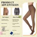 Fleece Lined Tights Women Fake Sheer Thermal Winter Warm Pantyhose (Brown)