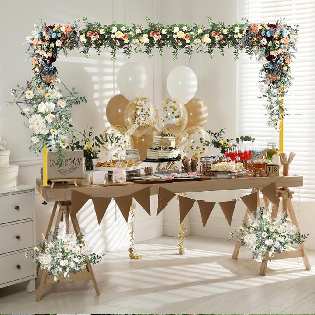 Over The Table Rod Stand with Clamps, Adjustable Table Arch 28"-98" Length, 13"-42" Tall, Table Balloon Arch Stand for Wedding, Birthday, Christmas, Halloween, Craft, Party Decoration, Gold