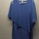 oten Women's Chiffon Wedding Guest Dress Crew Neck Cape Sleeveless Cocktail Birthday Party Midi Dresses XL, Royal Blue