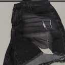 Women High Waisted Skinny Stretchy Denim Shorts Casual Summer Frayed Raw Hem Distressed Ripped Short Jeans (Black, L)