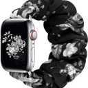 Greatfine Compatible for Apple Watch Band Scrunchie 38mm 40mm 42mm 44mm, Soft Elastic Strap Watch Bands, With iWatch Series 6 SE 5 4 3 2 1, S L Printing Replacement Wristband for Women Men(38/ 40mm-S)