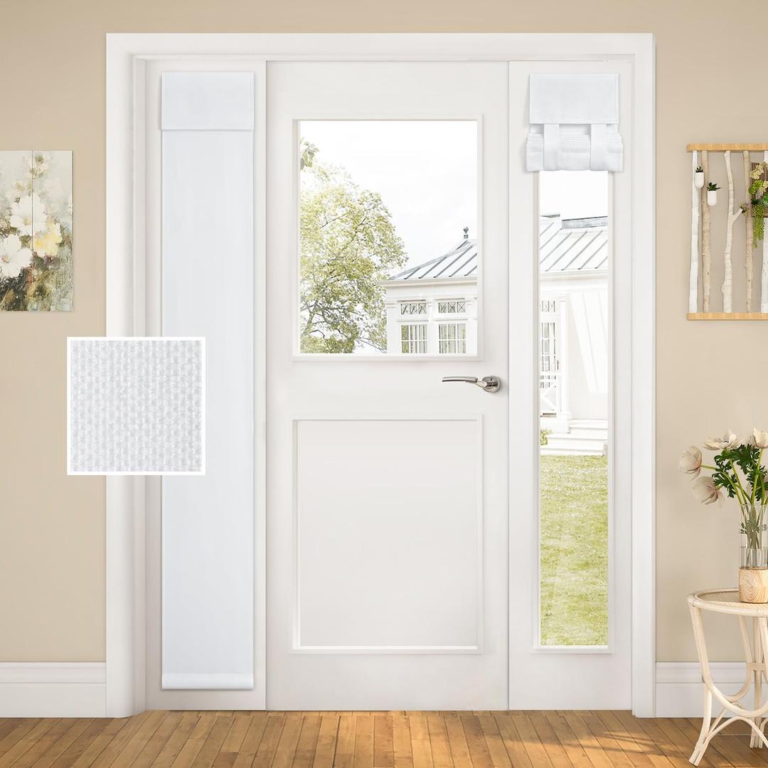 HOMEIDEAS Blackout Linen Sidelight Curtains for Front Door, Side Door Window Curtains, Small Window, Modern Farmhouse Covering Decor, 1 Panel, W12 X L68 Inch, Pure White