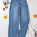 Sidefeel Women's Wide Leg Jeans High Waisted Stretchy Raw Hem Zimbaplatinum Denim Pants (Blue), Size 10
