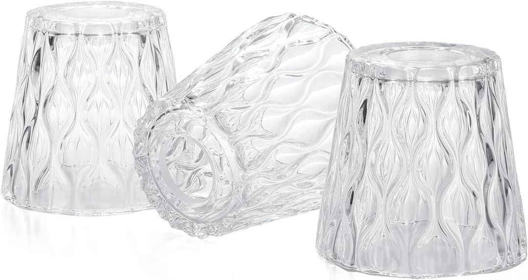 Textured Glass Lamp Shades with Decorative Pattern, 1-5/8 inch Fitter, Cylinder Glass Shade Covers Replacement Globe for Pendant Light fixtures Floor lamps Wall Sconces,3 Pack