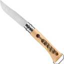 Opinel No. 10 Stainless Steel Corkscrew Wine and Cheese Folding Knife, Integrated Corkscrew + Bottle Opener, Beechwood Handle - Picnic Pocket Knife Made in France (Updated Version)