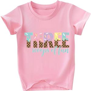 Toddler Girls 3rd Birthday Shirts for Girls 3 Years Old Outfit for Party Tshirt (4T, Ice Cream)