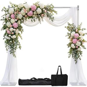 10x10ft Heavy Duty Backdrop Stand with Adjustable Height & Width, Pipe and Drape Photography Background Stand for Wedding, Party, Event, Studio & Outdoor Decoration, Silver