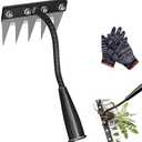 Iron Weeding Rake 2.0, 2026 New 5/6/7/8 Teeth Weed Puller Tool, Carbon Steel Garden Weeder Rakes, with Ergonomic Grip, for Yard Lawn and Garden (5 Teeth)