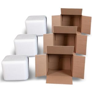 Robin II EPS Foam Cooler (Outside Dimensions: 9 x 8 x 7.5) with Shipping Box - 3 Pack, Protective, Thermal, Insulated, Biodegradable, Recyclable, Shipping/Storage