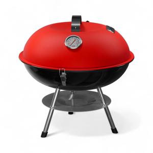 GasOne Red 14-inch Portable Barbecue Grill with Thermometer - 3-Point Locking Lid for Heat Preservation Dual Venting System Small Charcoal Grill for Backyard, Camping, Boat
