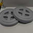 Smart Seal Replacement Lid - 2 Pk, Silver - Easy Screw Top Pail Lid for 3.5,5,6 & 7 Gallon Buckets - Food Grade, Salt Ice Melt Storage, Paint, Brine, Cat & Dog Food, More