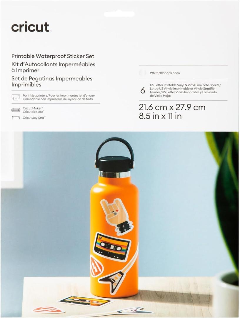 Cricut Joy Xtra Printable Waterproof Sticker Set- White