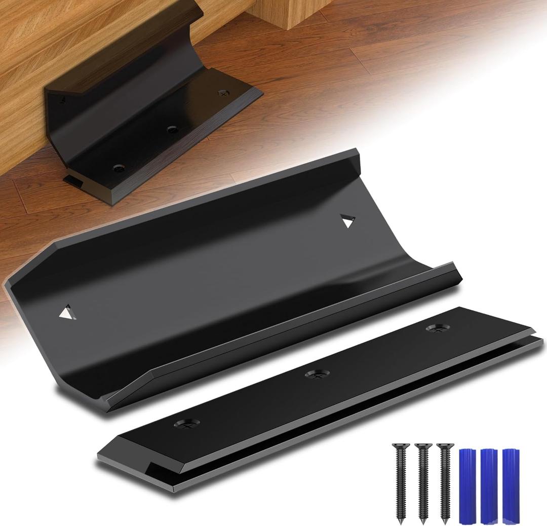 Lock Door Brace,Double Safety Protection French Security Door Brace,Residential Door Lock Barricade,Black-Door Barricade Security Lock Door Brace Fits Blemished Door, Standard Doors, French Doors