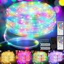 StarryEver 100FT 300LED Rope Lights Outdoor String Lights Plug in, Warm White & Color Changing Christmas Lights Outdoor,Waterproof Fairy Lights with Remote for Balcony(Not Connectable)