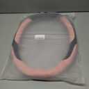 INEBIZ Universal Car Steering Wheel Cover Microfiber Leather Viscose Multi-Element Stitching (Black&Pink, D)