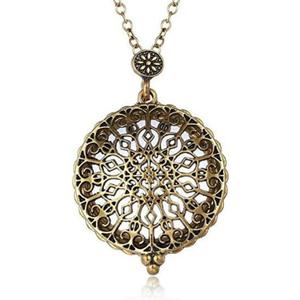 AKOAK 5X Portable Vintage Magnifying Glass Pendant Necklace for Library,Reading Fine Print,Zooming,Increase Vision,Jewelry and Gift (Flower-1)