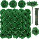 LELEE Rose Head Flowers with Stem - 108pcs Emerald Green Rose Artificial Flowers Bulk - Silk Roses Fake Flower for Wedding Bouquet Party Home Decor DIY Centerpieces Tables St Patrick's Day Decoration