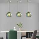 Modern 3-Pack Glass Globe Pendant Lights, Gray Green Modern Pendant Lighting for Kitchen Island, Glass Hanging Lamps for Dining Room Living Room Bedroom, Medium 7.87 Inch Fixture (Bulbs Not Included)