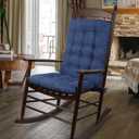 ELFJOY Extra Large Rocking Chair Cushion Thick Linen Chair Pads Back and Seat Cushion 2 Piece Set with Ties (Navy)