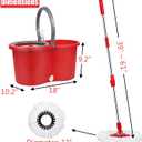 Spin Mop and Bucket with Wringer Set, 3 Mop Heads, 61" Adjustable Handle | 360° Spinning Mop Bucket System with 3 Microfiber Mop Heads & 61" Stainless Steel Adjustable Handle for Floor Cleaning