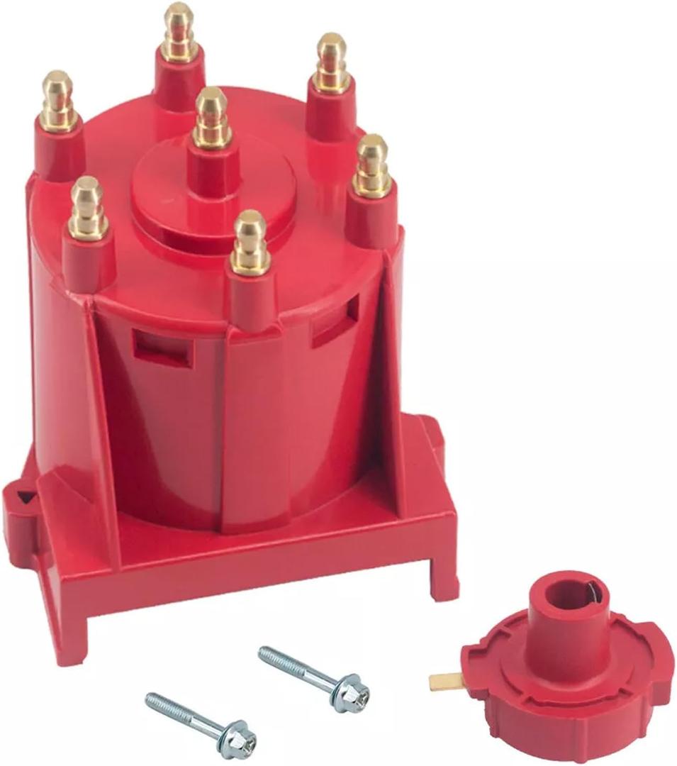 Car Ignition Distributor Cap and Rotor Kit External Coil 8430 fits for 1985-1995 Chevy GMC 8430 4.3L V6 Accel 8133, MSD 8430 Plastic Metal Red