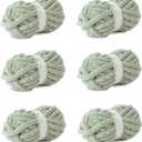 Sage Green Chunky Chenille Yarn - 6 PCS Bulky Plush Yarn for Hand Knitting Blankets (30 Yards, 8.8 Ounces Each)