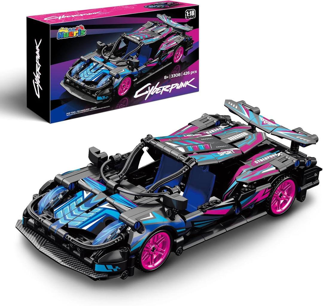 1:18 Technic Super Sports Cars Model Sets - 426 PCS Cyberpunk MOC Building Block Car Racing Engineering Toys - Gift Idea for Adults, Boys, Girls for Play and Display Collection