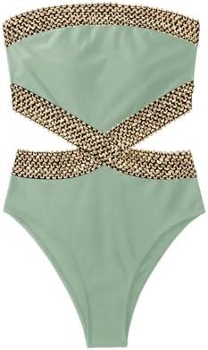 Milumia Women's Stitch Detail Strapless One Piece Swimsuit Cut Out Bandeau Bathing Suit, Large Milumia Women's Stitch Detail Strapless One Piece Swimsuit Cut Out Bandeau Bathing Suit, Large