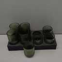 DEVI 8pcs Large Green Votive Candle Holders for Wedding Centerpieces, Glass Tea Lights Candle Holder Decor, Wedding Bridal Shower Party Table Decor, Vintage Boho Easter Decor for Table Centerpiece