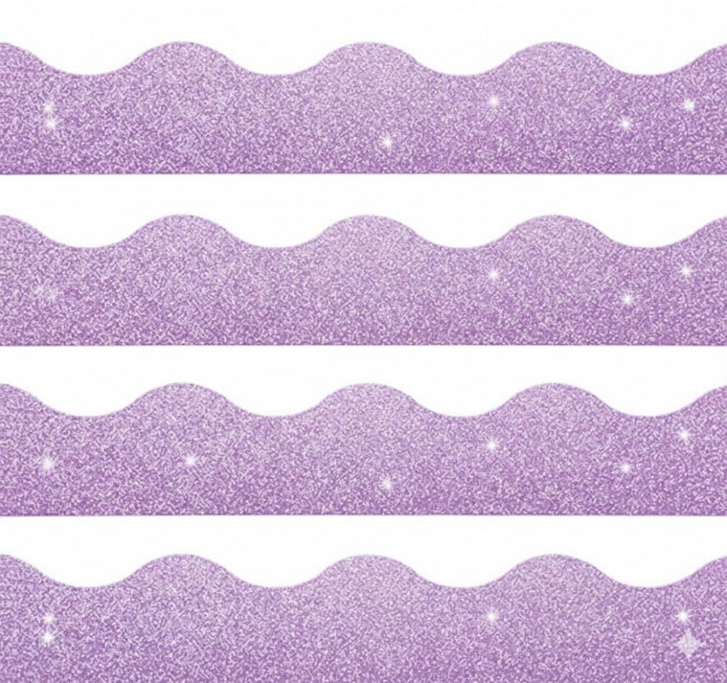 FOBSME 100 Feet Bulletin Board Border Glitter Shine Scalloped Borders Trim Glitter Bulletin Board Strips Decorative Classroom Poster Borders for Xmas Christmas Classroom School Office Decor, Blue