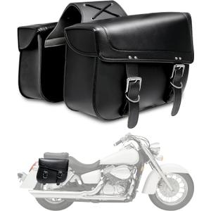 Motorcycles Saddlebags, 30L Large Capacity Saddle Bags, PU Leather Motorcycle Luggage Bag Universal Motorcycle Accessories for Sportster Softail Dyna V-star Shadow,Black