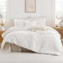 Andency White Comforter Queen, Boho Soft Fluffy Warm Lightweight Bedding Comforter Sets for Queen Bed, 3 Pieces Chevron Tufted Aesthetic Microfiber Lightweight Comforter Set
