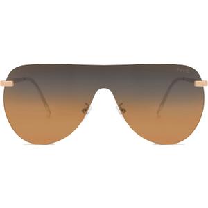 NYS Collection Rimless Oversized Flat Top Shield Sunglasses for Men Women  Aviator Style, 100% UV400 Protection (Gold)