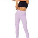 Buttery Soft Tummy Control Workout Leggings with Pockets for Women High Waisted Athletic Yoga Pants (Purple, L)