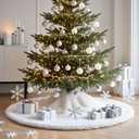 36 inch White Christmas Tree Skirt,Premium Faux Fur & Velvet Tree Collar for Cozy,Festive Holiday Decor,Fits 46 ft Christmas Trees